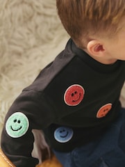 Charcoal Grey Embroidered Crew Neck Sweatshirt (3mths-7yrs) - Image 2 of 7