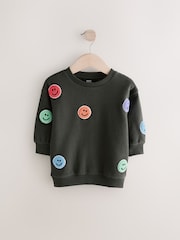 Charcoal Grey Embroidered Crew Neck Sweatshirt (3mths-7yrs) - Image 4 of 7