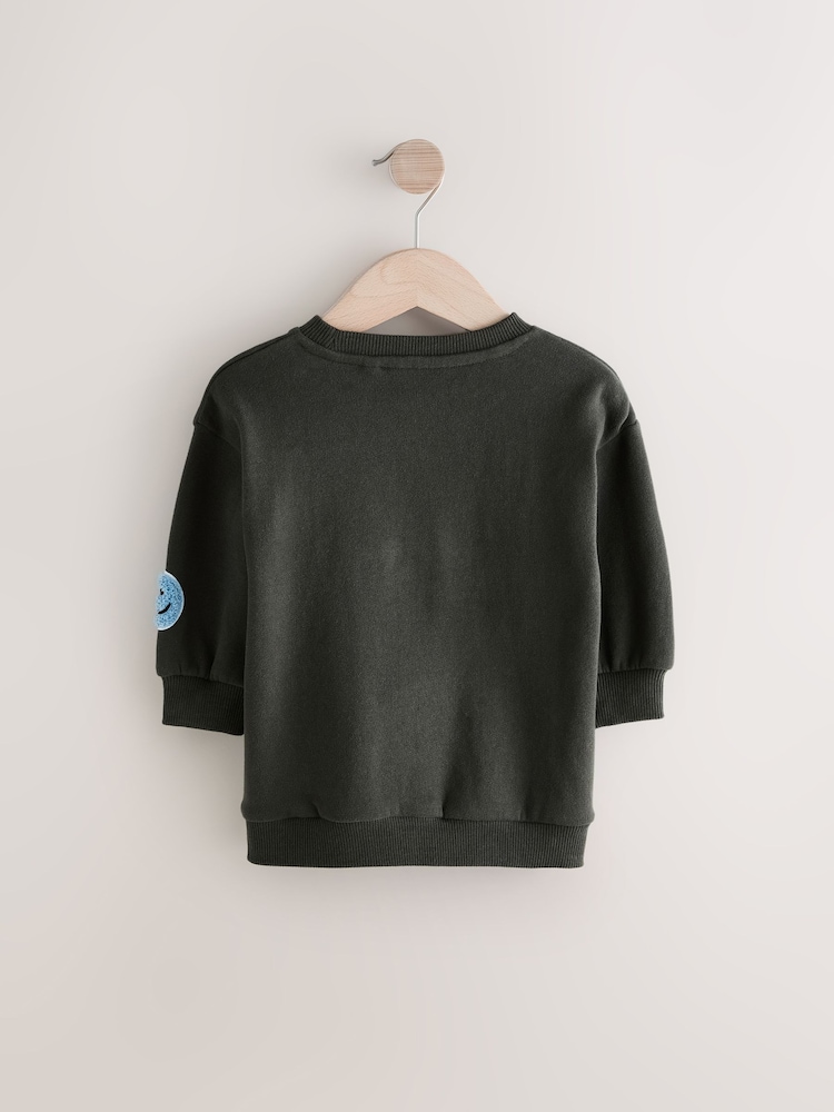 Charcoal Grey Embroidered Crew Neck Sweatshirt (3mths-7yrs) - Image 5 of 7