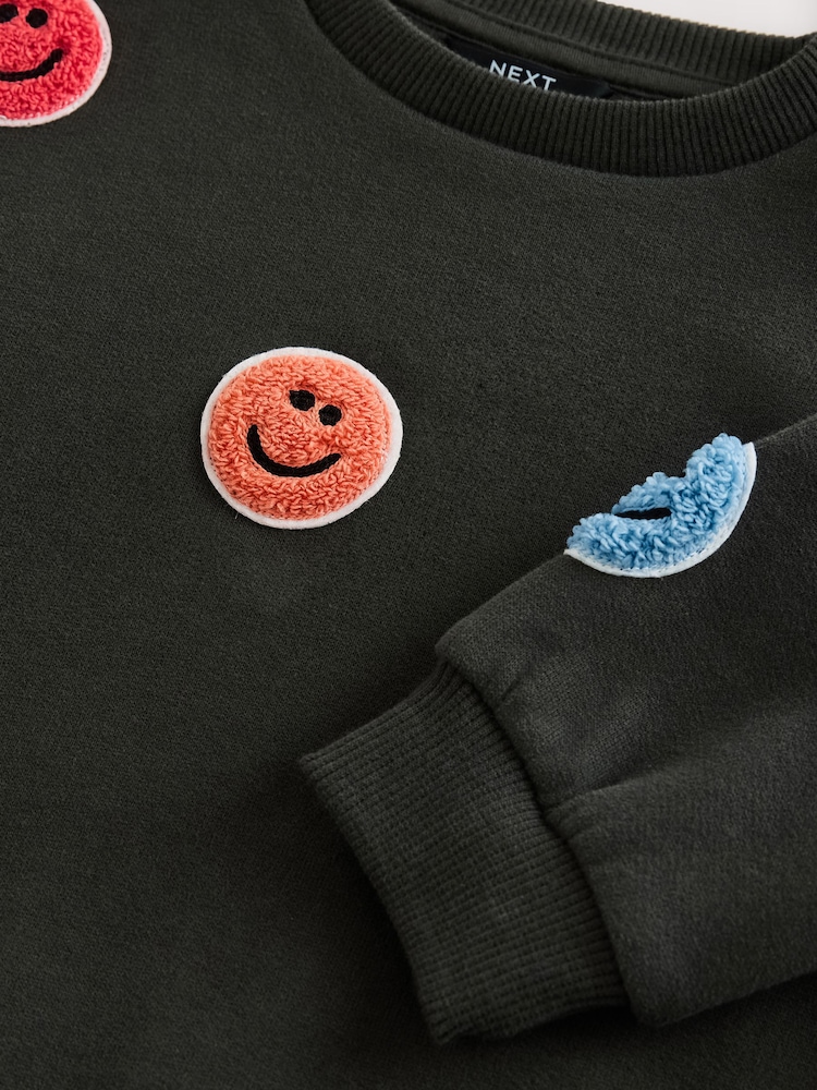 Charcoal Grey Embroidered Crew Neck Sweatshirt (3mths-7yrs) - Image 7 of 7