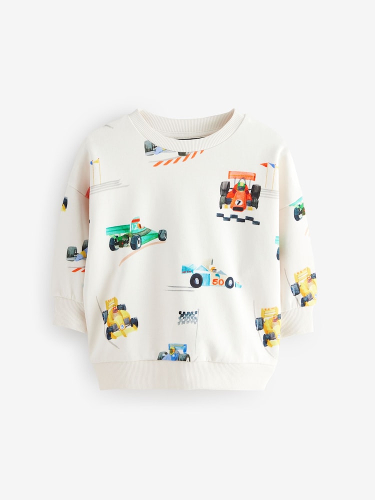 Ecru/Off White mit Automotiv - Sweatshirt mit durchgehendem Print und Rundhalsausschnitt (3M.–7 J.) - Bild 1 von 4 Ecru/Off White mit Automotiv - Sweatshirt mit durchgehendem Print und Rundhalsausschnitt (3M.–7 J.) - Bild 1 von 4