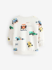 Ecru Off White Cars All-Over Print Crew Neck Sweatshirt (3mths-7yrs) - Image 2 of 4