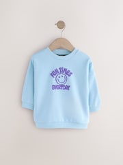 Blue Printed Crew Neck Cotton Sweatshirt (3mths-7yrs) - Image 1 of 4