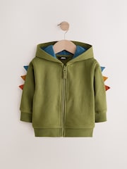 Green Dino Character Zip Through Hoodie (3mths-7yrs) - Image 1 of 5
