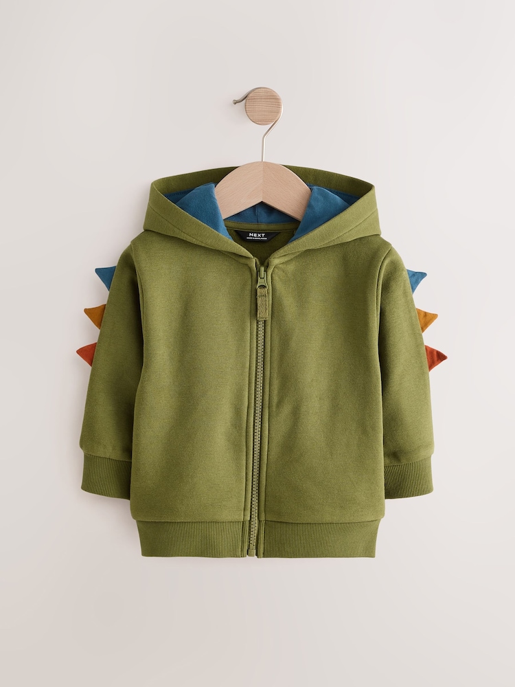 Green Dino Character Zip Through Hoodie (3mths-7yrs) - Image 1 of 5