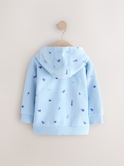Light Blue 100% Cotton All Over Print Zip Through Hoodie (3mths-7yrs) - Image 2 of 4