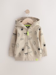 Grey 100% Cotton All Over Print Zip Through Hoodie (3mths-7yrs) - Image 1 of 4