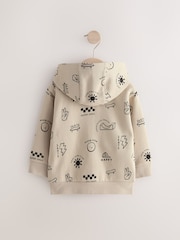 Grey 100% Cotton All Over Print Zip Through Hoodie (3mths-7yrs) - Image 2 of 4