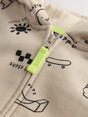Grey 100% Cotton All Over Print Zip Through Hoodie (3mths-7yrs) - Image 3 of 4