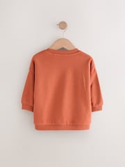 Tan Brown Printed Crew Neck Cotton Sweatshirt (3mths-7yrs) - Image 2 of 4