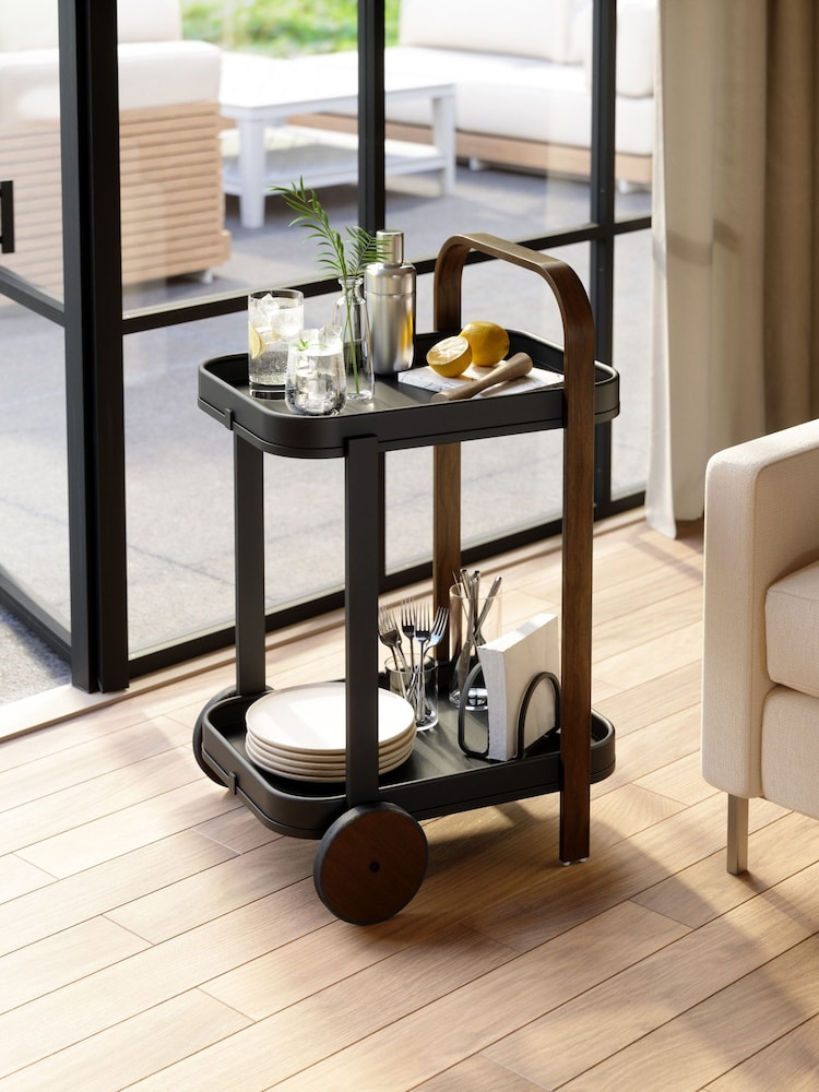 Umbra Black Walnut Bellwood Bar Serving Cart - Image 1 of 5