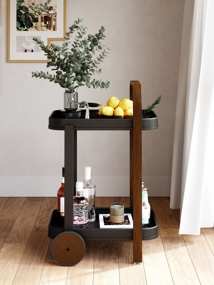 Umbra Black Walnut Bellwood Bar Serving Cart - Image 2 of 5
