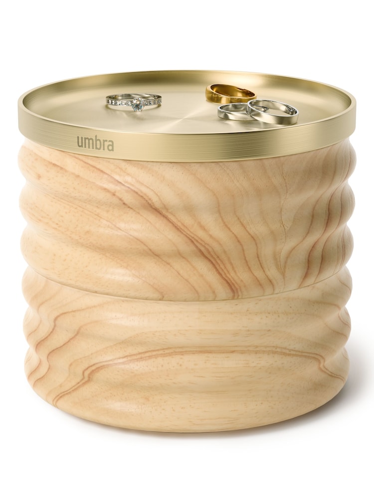 Umbra Natural Brass Tesora Wood Jewellery Box - Image 3 of 4
