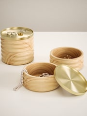 Umbra Natural Brass Tesora Wood Jewellery Box - Image 4 of 4