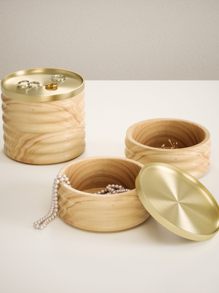 Umbra Natural Brass Tesora Wood Jewellery Box - Image 4 of 4
