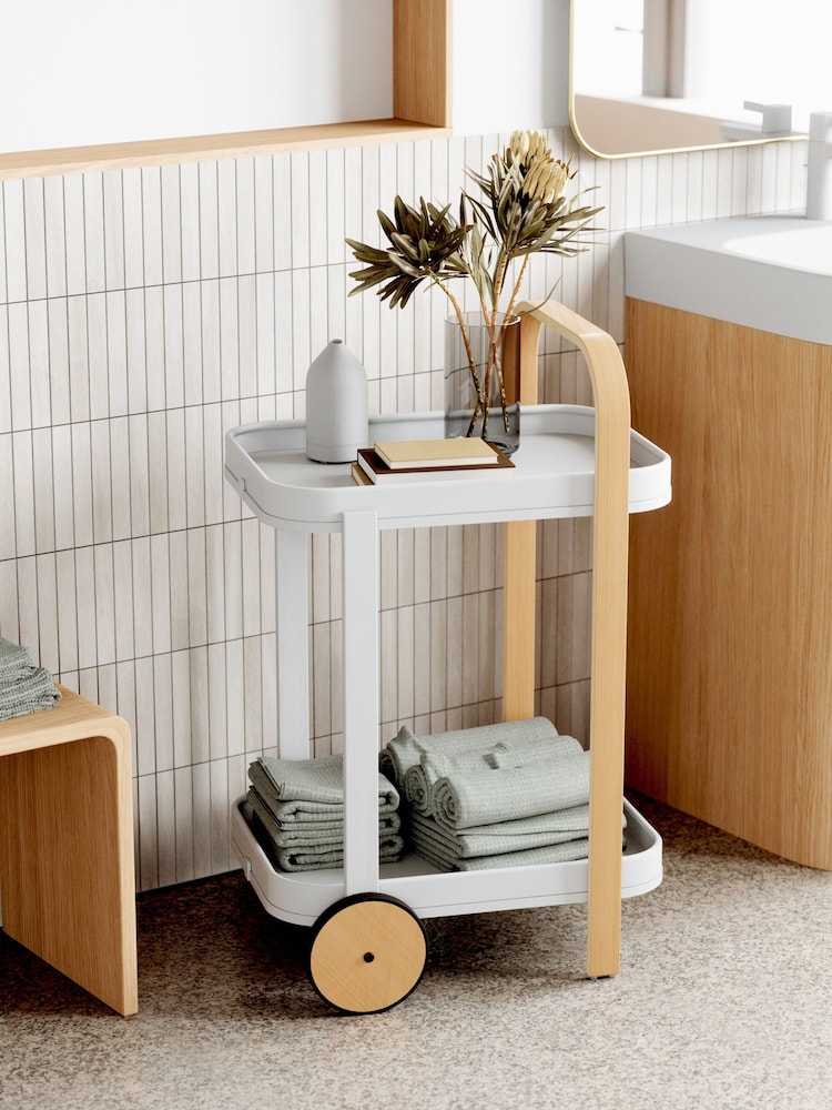Umbra White/Natural Bellwood Bar Serving Cart - Image 3 of 5