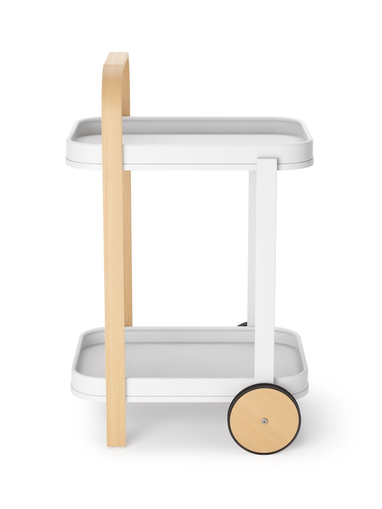 Umbra White/Natural Bellwood Bar Serving Cart - Image 4 of 5