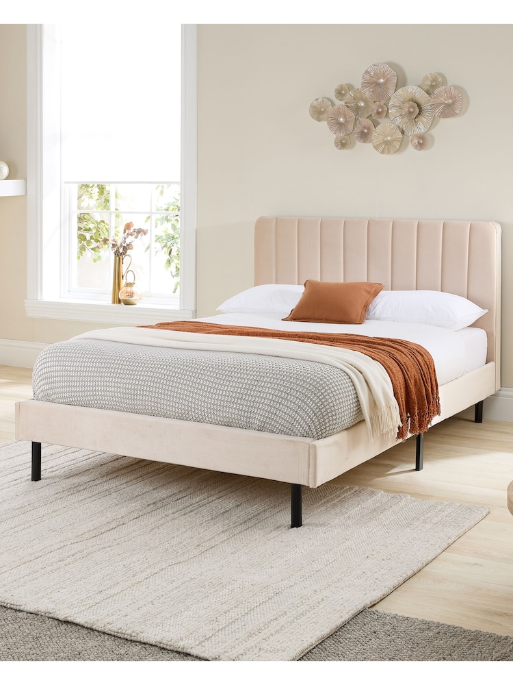 Aspire Furniture Cream Rosella Velvet Upholstered Bed - Image 1 of 4