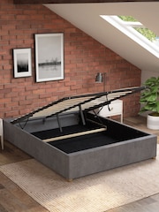 Aspire Furniture Steel Platform Velvet End Lift Ottoman Storage Bed - Image 2 of 3