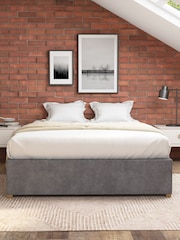 Aspire Furniture Steel Platform Velvet End Lift Ottoman Storage Bed - Image 3 of 3