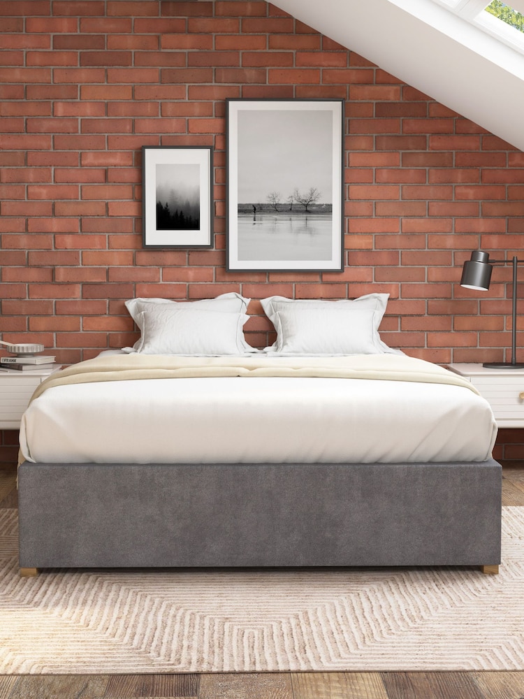 Aspire Furniture Steel Platform Velvet End Lift Ottoman Storage Bed - Image 3 of 3