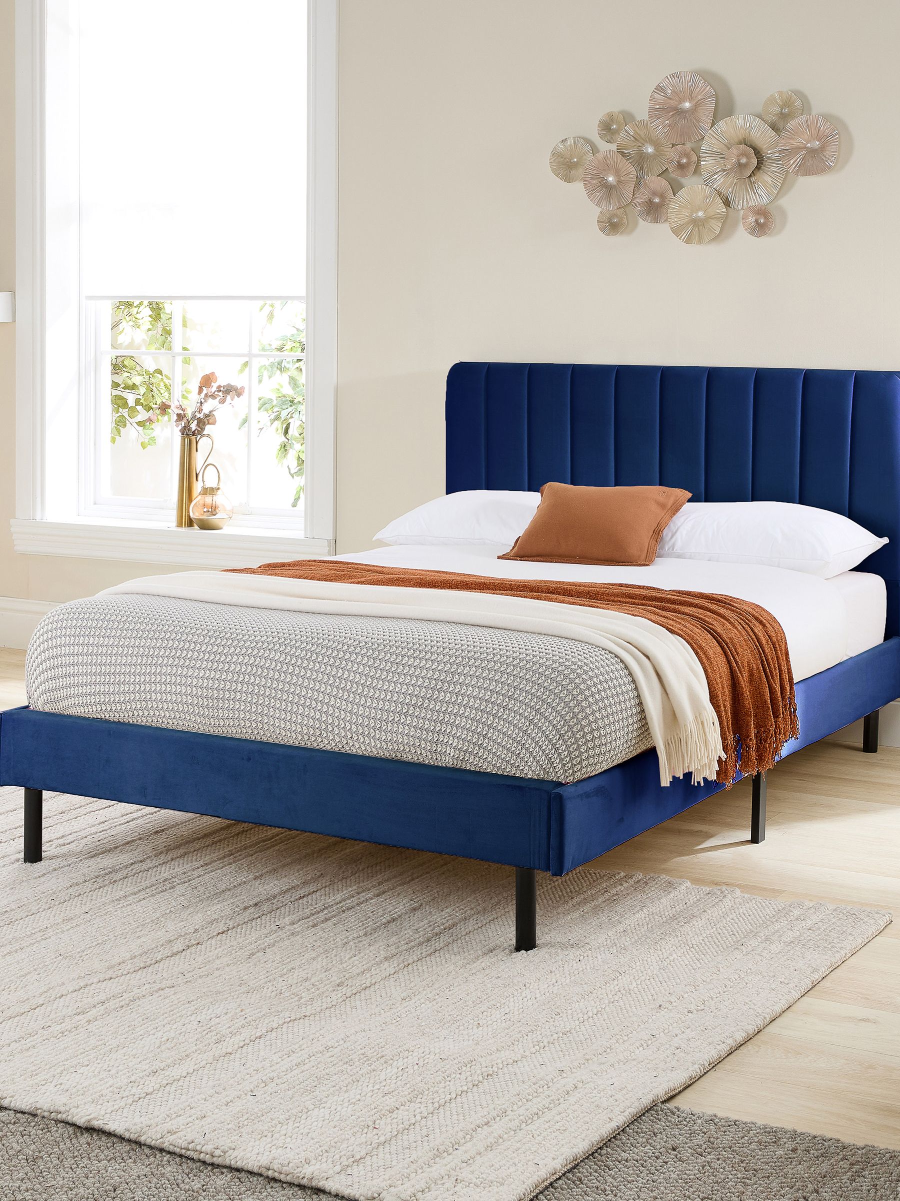 Aspire Beds - Rosella Double Bed Frame - Plush Velvet - Navy - Image 6
