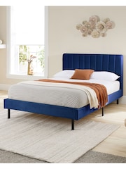 Aspire Furniture Navy Rosella Velvet Upholstered Bed - Image 1 of 4