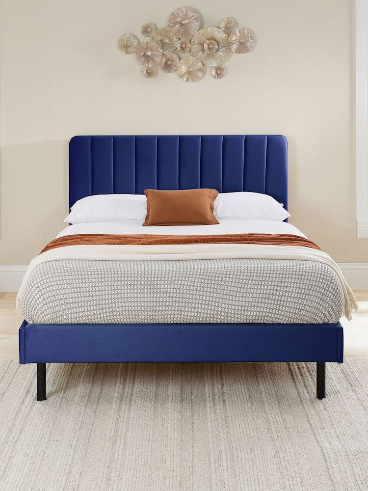 Aspire Furniture Navy Rosella Velvet Upholstered Bed - Image 2 of 4