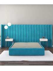 Aspire Furniture Teal Grandeur Wing Velvet Headboard - Image 3 of 3