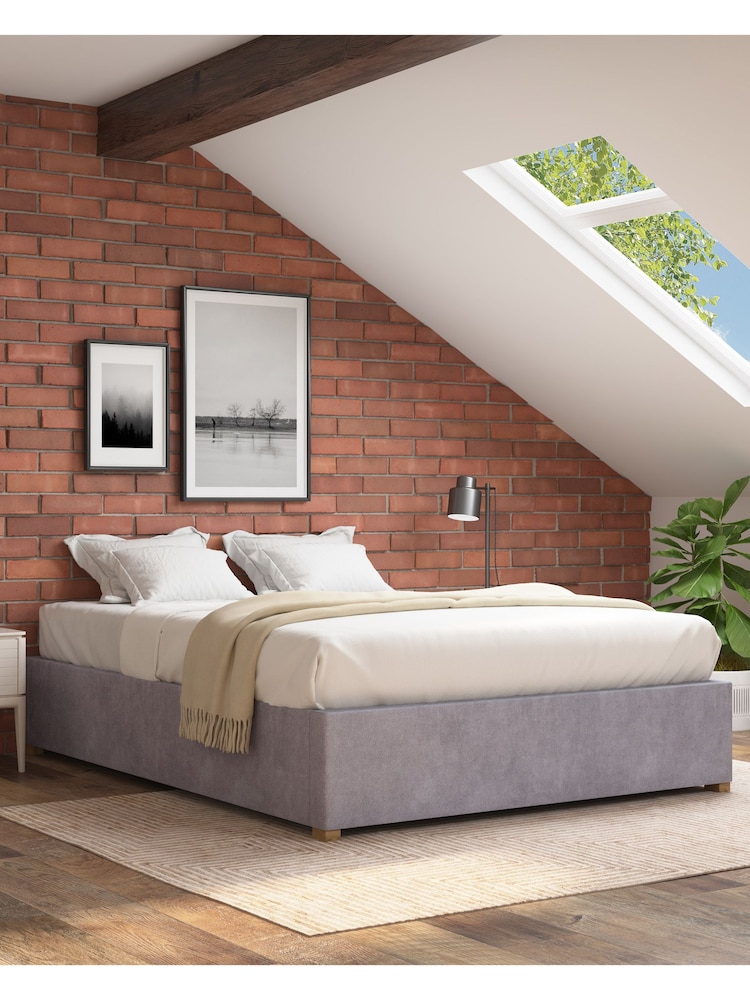 Aspire Furniture Silver Grey Platform Velvet End Lift Ottoman Storage Bed - Image 1 of 3