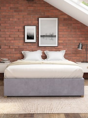 Aspire Furniture Silver Grey Platform Velvet End Lift Ottoman Storage Bed - Image 3 of 3