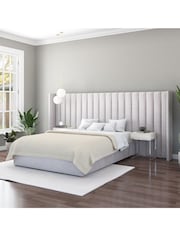 Aspire Furniture Light Silver Grey Grandeur Wing Velvet Headboard - Image 1 of 3
