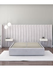 Aspire Furniture Light Silver Grey Grandeur Wing Velvet Headboard - Image 2 of 3