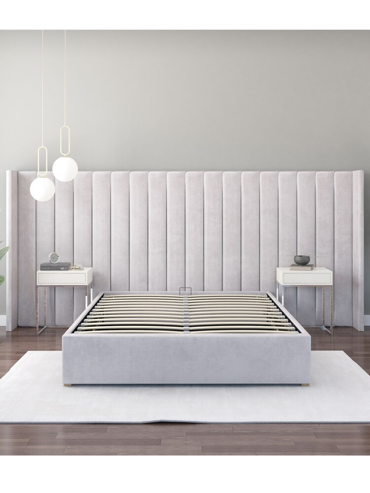 Aspire Furniture Light Silver Grey Grandeur Wing Velvet Headboard - Image 2 of 3