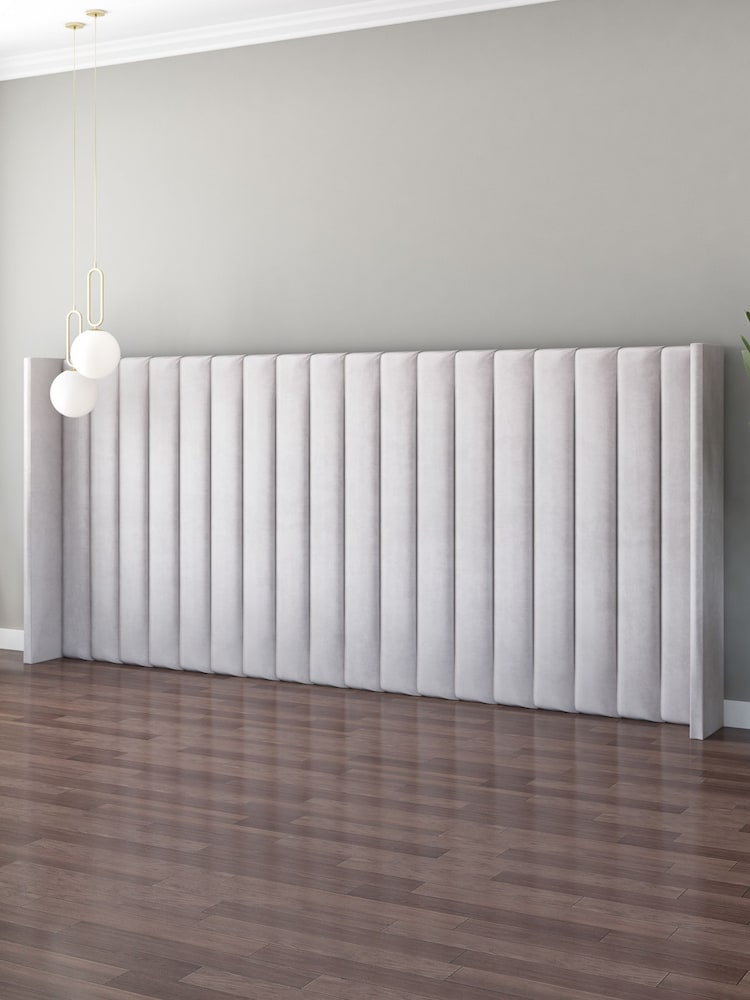 Aspire Furniture Light Silver Grey Grandeur Wing Velvet Headboard - Image 3 of 3