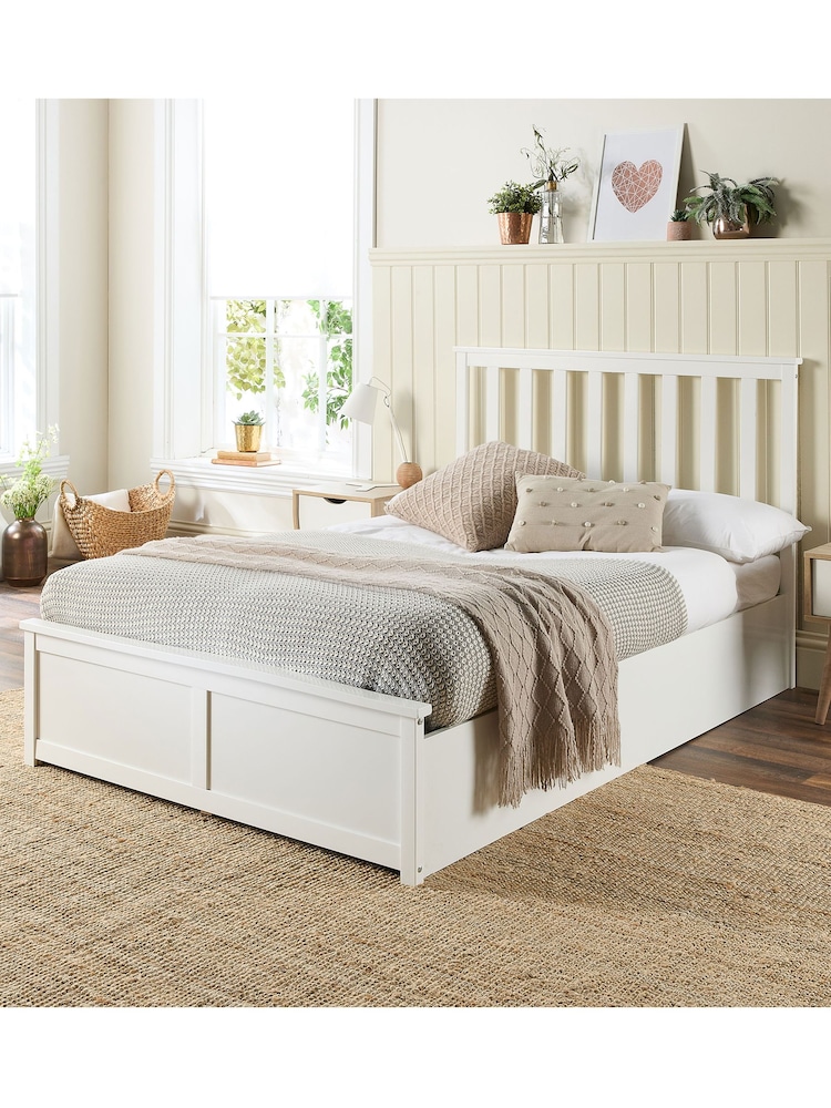 Aspire Furniture White Wooden End Lift Ottoman Storage Bed - Image 1 of 6