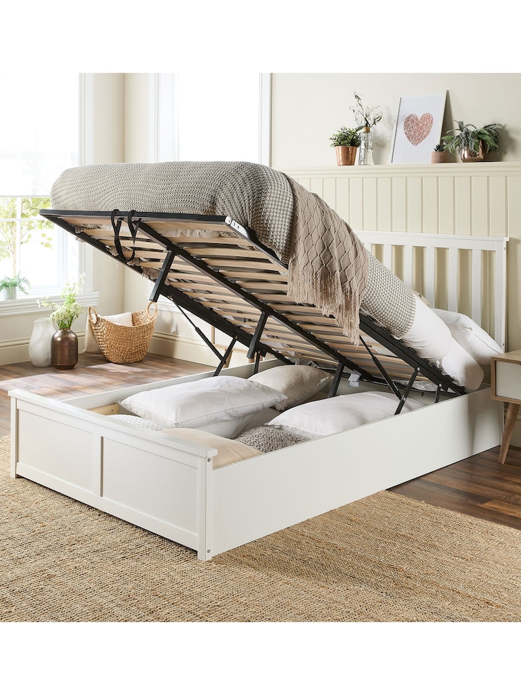 Aspire Furniture White Wooden End Lift Ottoman Storage Bed - Image 2 of 6