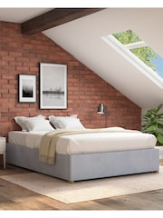 Aspire Furniture Light Silver Grey Platform Velvet End Lift Ottoman Storage Bed - Image 1 of 3