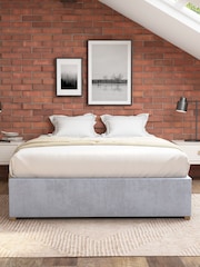 Aspire Furniture Light Silver Grey Platform Velvet End Lift Ottoman Storage Bed - Image 2 of 3