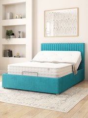 Aspire Furniture Teal Grant Velvet Electric Adjustable Bed With Mattress - Image 2 of 6
