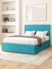 Aspire Furniture Teal Grant Velvet Electric Adjustable Bed With Mattress - Image 4 of 6