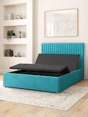 Aspire Furniture Teal Grant Velvet Electric Adjustable Bed With Mattress - Image 5 of 6