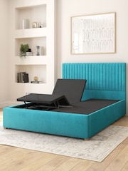 Aspire Furniture Teal Grant Velvet Electric Adjustable Bed With Mattress - Image 6 of 6