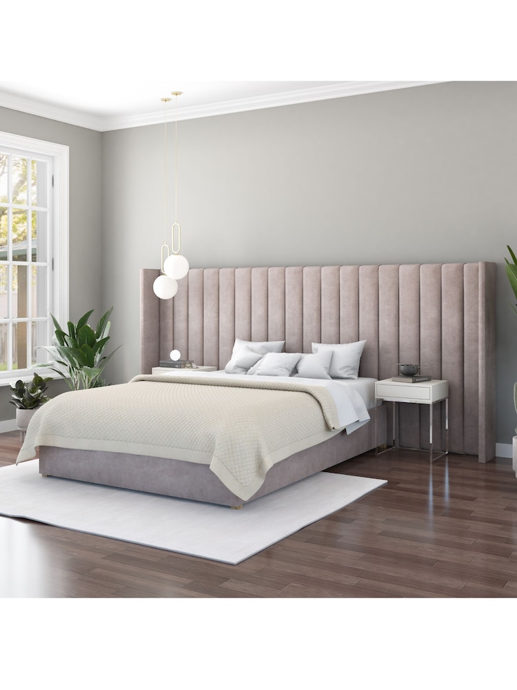 Aspire Furniture Silver Grey Grandeur Wing Velvet Headboard - Image 1 of 3
