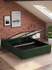 Aspire Furniture Forest Green Platform Velvet End Lift Ottoman Storage Bed - Image 2 of 3