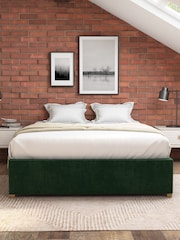 Aspire Furniture Forest Green Platform Velvet End Lift Ottoman Storage Bed - Image 3 of 3