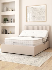 Aspire Furniture Natural White Grant Eire Linen Electric Adjustable Bed With Mattress - Image 2 of 6
