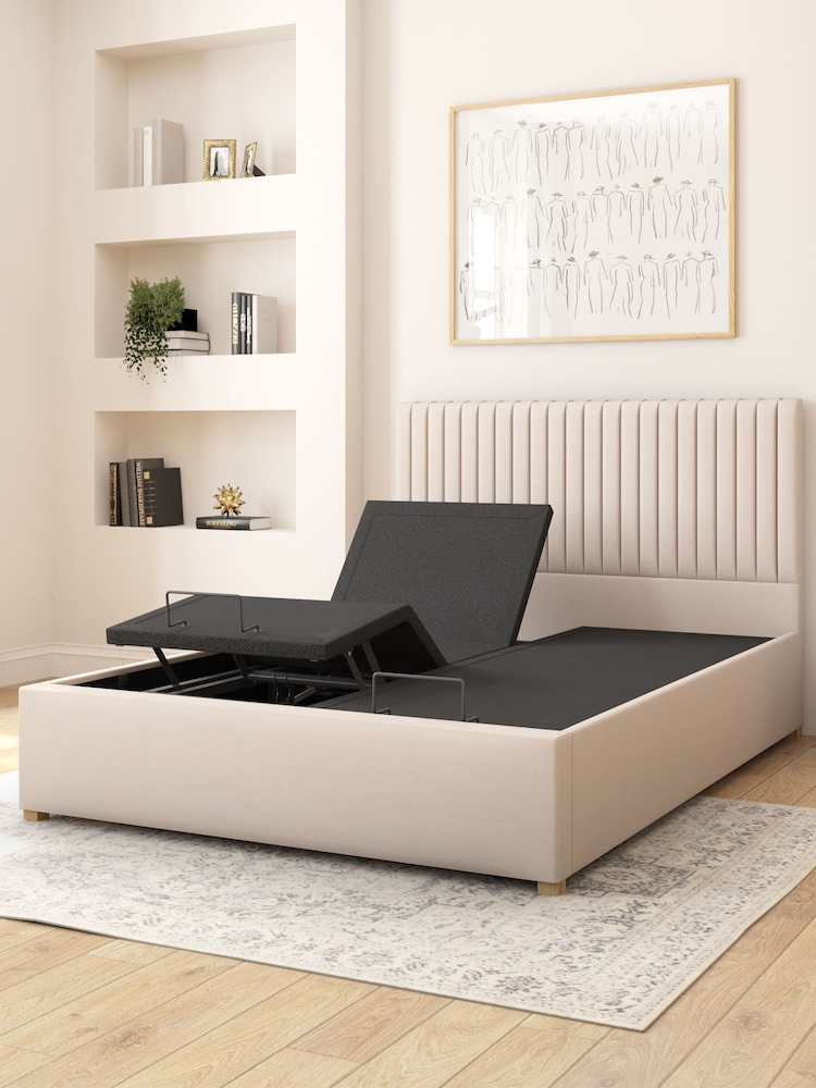 Aspire Furniture Natural White Grant Eire Linen Electric Adjustable Bed With Mattress - Image 6 of 6