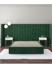 Aspire Furniture Green Grandeur Wing Velvet Headboard - Image 3 of 3