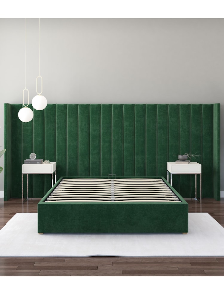 Aspire Furniture Green Grandeur Wing Velvet Headboard - Image 3 of 3